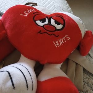 Red & White Pillow Plush 21 Inches Tall Heart Smiley Face with Feet Valentine